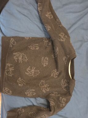 Black Boys Crewneck Sweater with Subtle Dino Print